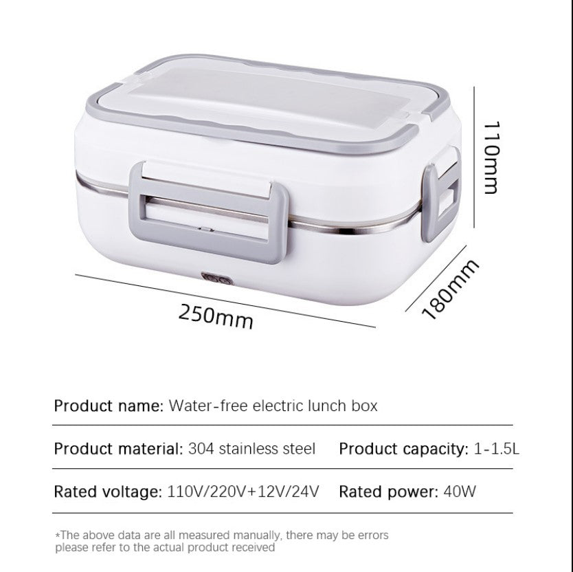 1.5L Portable Electric Lunch Boxes stainless steel Container with Insulation Bag - White/Gray_2