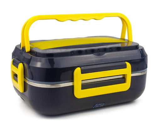 1.5L Portable Electric Lunch Boxes stainless steel Container with Insulation Bag - Black/Yellow_0